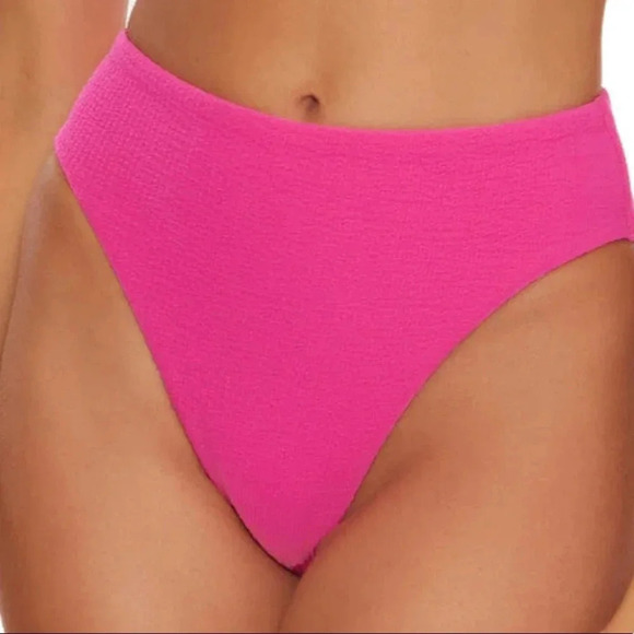 Becca Swimwear Pucker Up Danielle Bikini Swim Bottom Pink Size L NWT - Picture 3 of 8